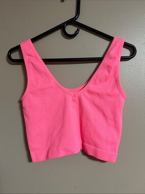 Colsie Hot Pink Ribbed Crop Tank Top